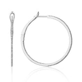14K White Gold Inside Out Diamond Hoop Earrings
